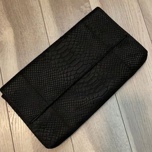 Black clutch faux crocodile texture